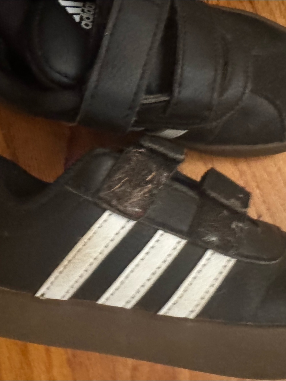 adidas Kids Black Sneakers with White Three Stripes